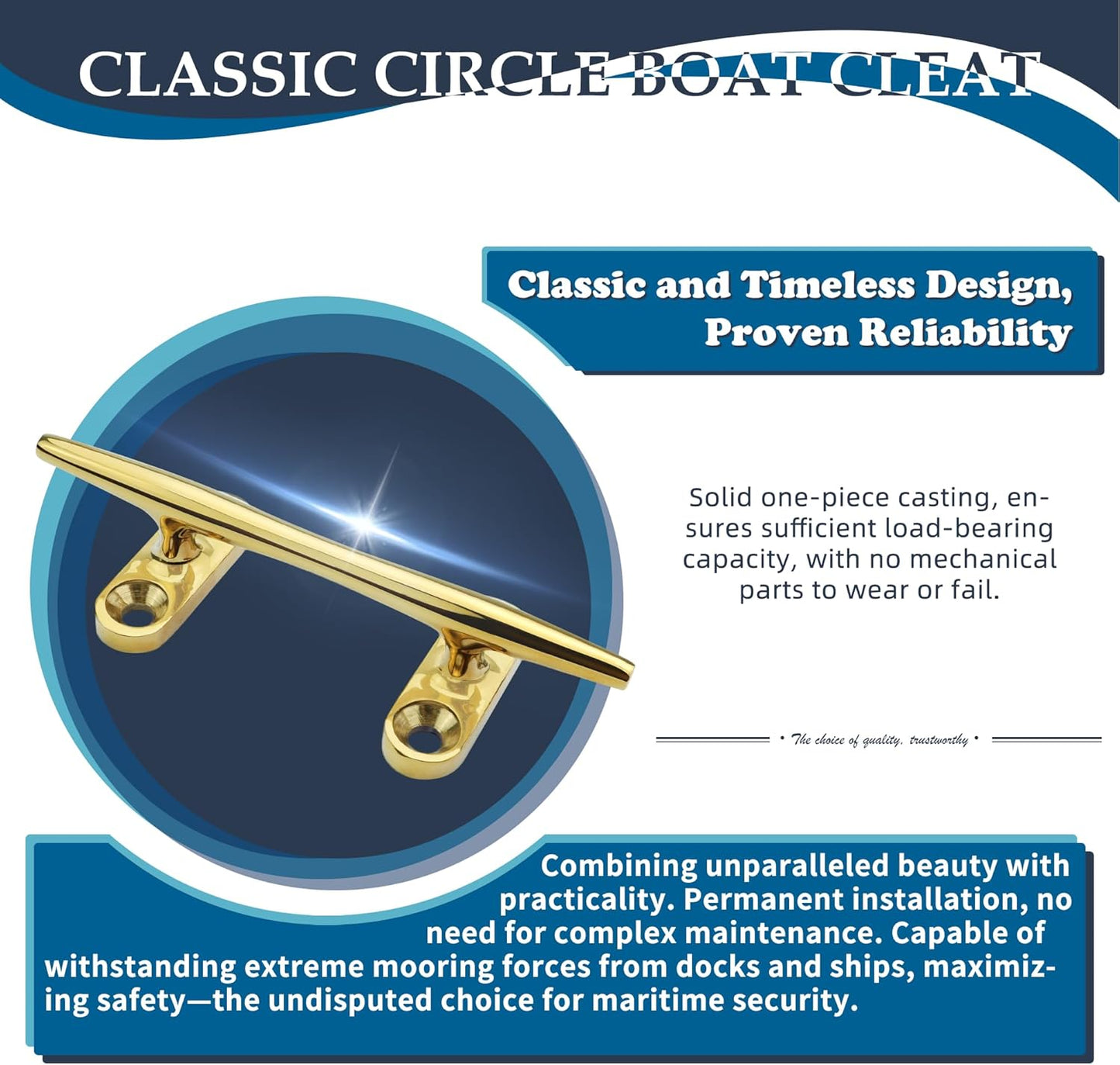 SHENGHUISS Boat Cleat 316 Stainless Steel Open Base Boat Dock Cleats(4"/5"/6"/8"/10"/12") Silver/Gold for Boat, Dock, Kayaks, Nautical Decor ect