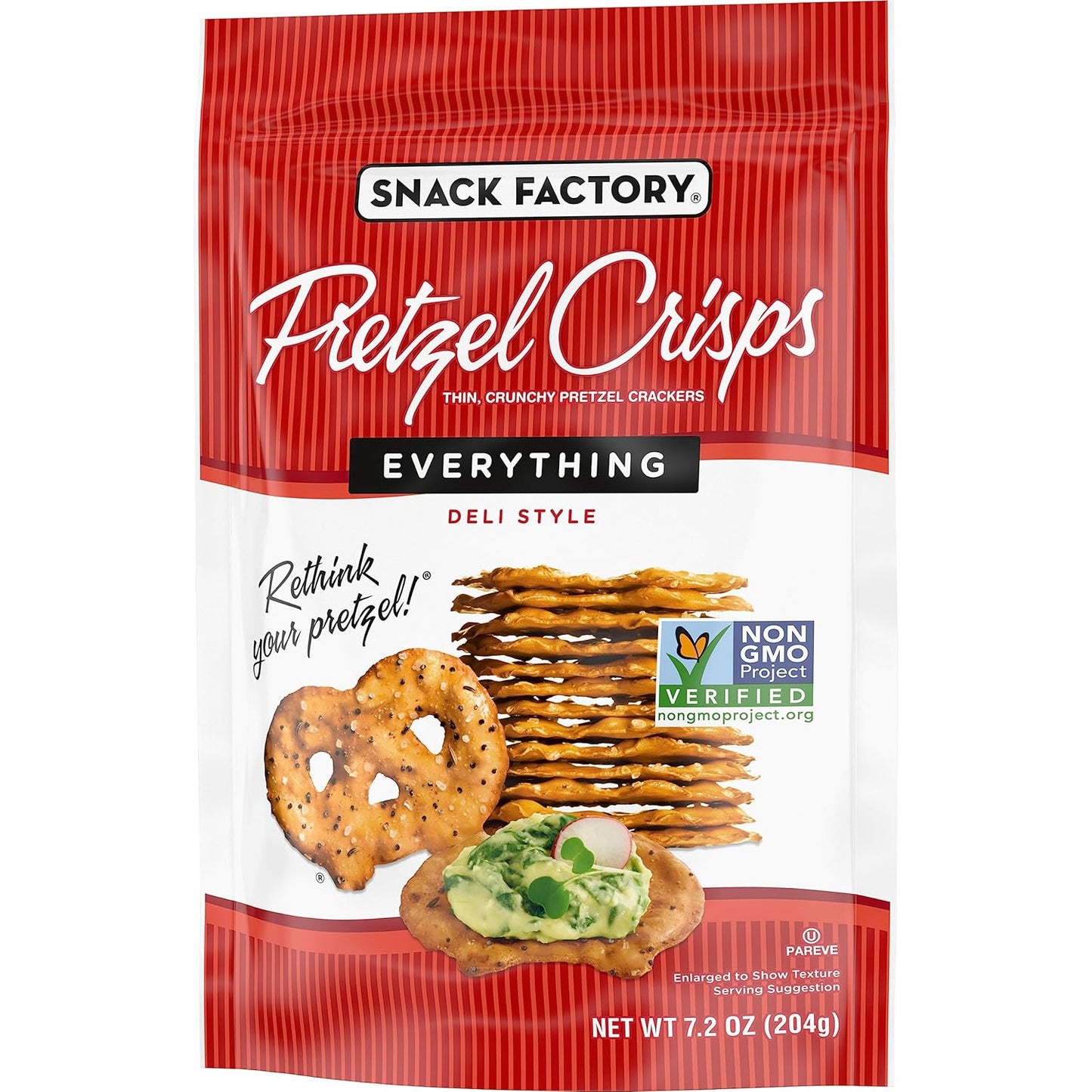 Snack Factory Everything Pretzel Crisps, Non-GMO, 7.2 OZ Resealable Bag