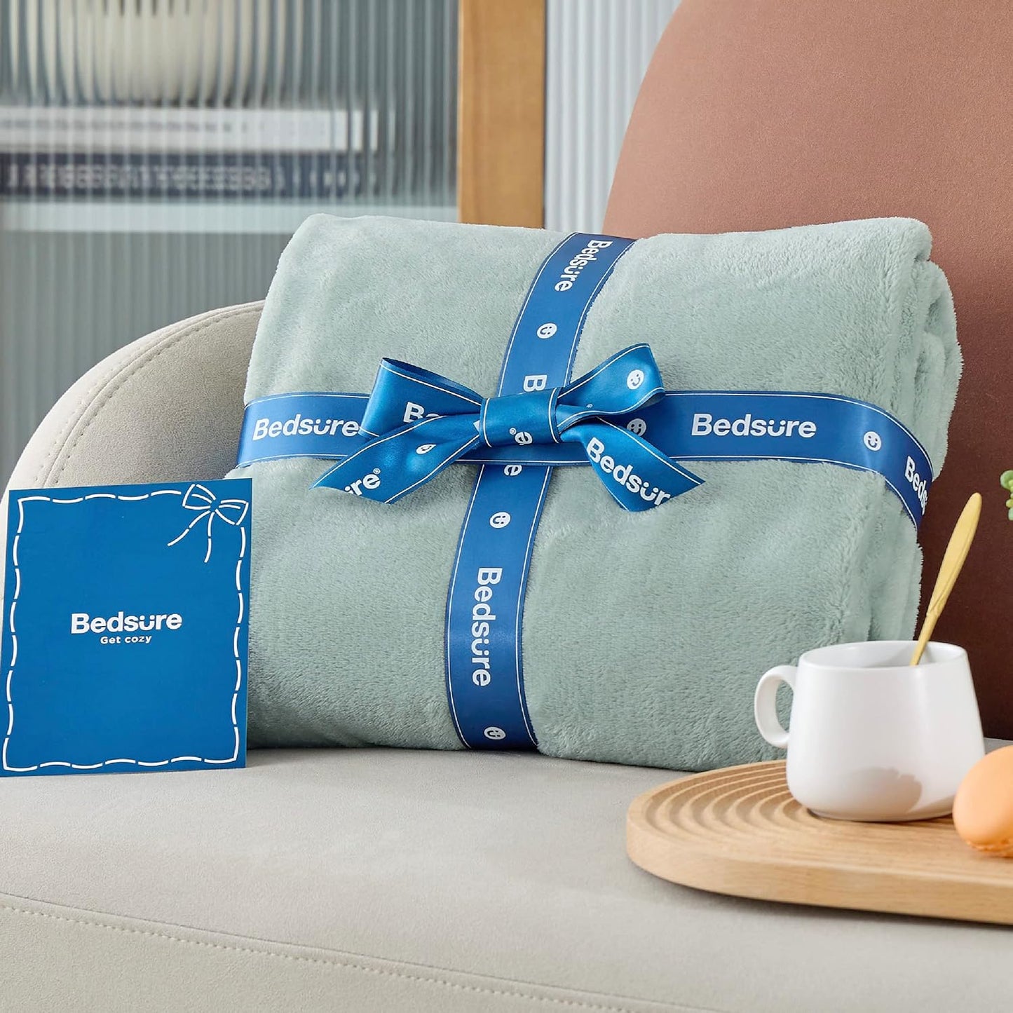 Bedsure Fleece Blanket Twin Size Sage Green - 300GSM Lightweight Plush Fuzzy Cozy Soft Warm Blanket for Bed, Sofa, Couch, Travel, Camping, 60x80 inches