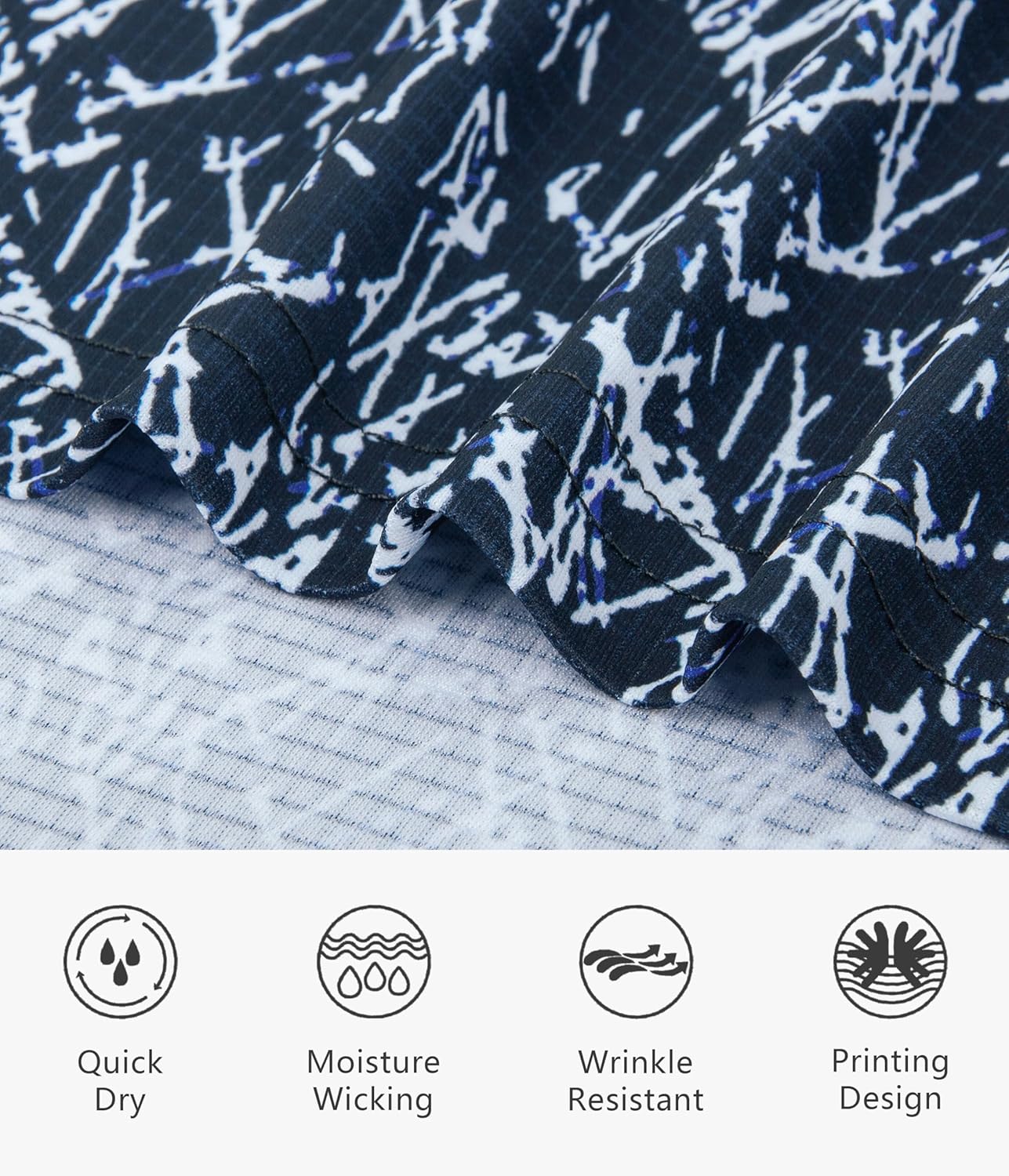 TAPULCO Mens Quick Dry Polo Shirts Camouflage Pattern Performance Athletic Lightweight Breathable Casual Golf Tshirts