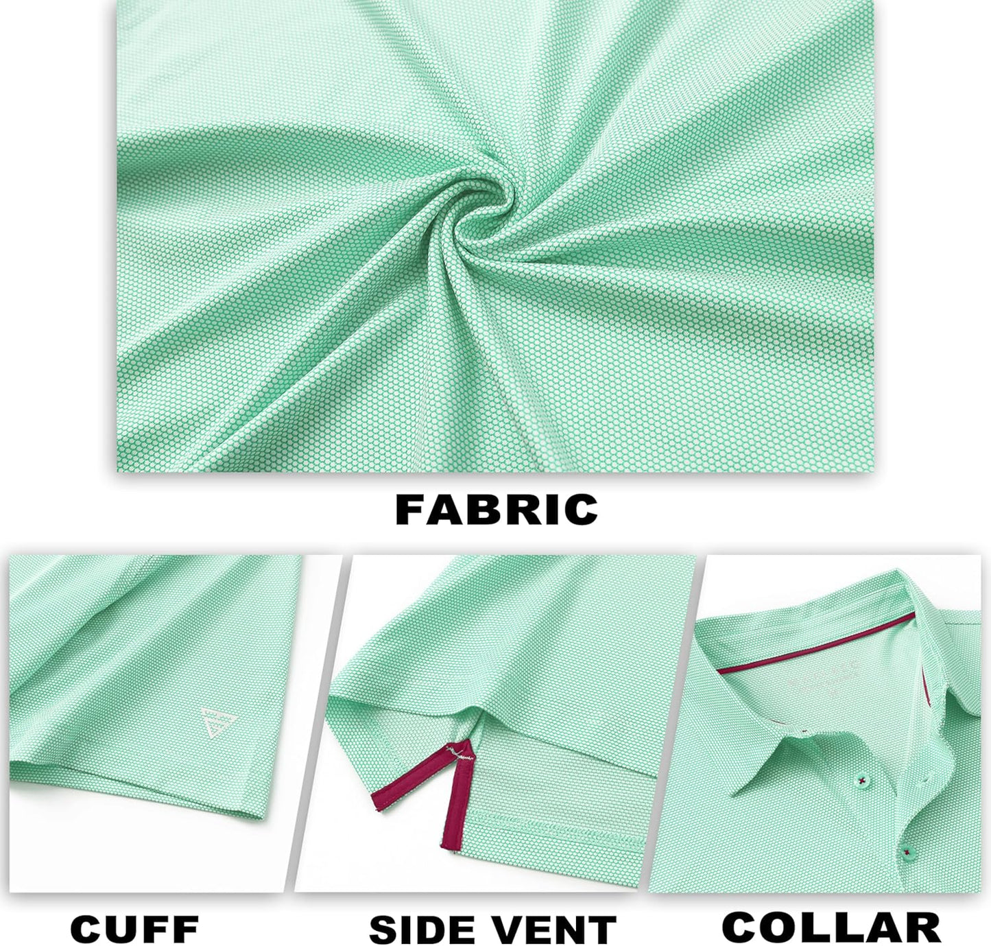 M MAELREG Golf Shirts for Men Dry fit Sports Jacquard Lightweight Performance Texture Short Sleeve Collared Polo Shirts