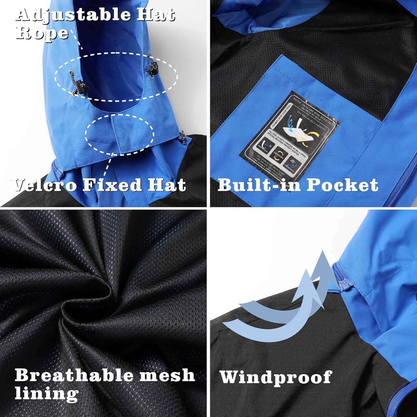 GIISAM Rain Jacket for Men, Mens Waterproof Raincoat Lightweight Rain Jackets Outdoor Rain Coat Windbreaker with Hood