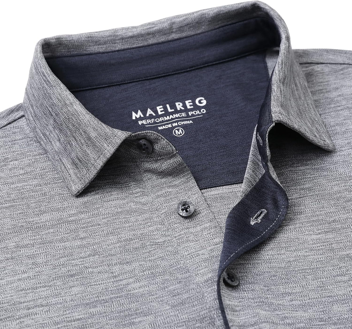 M MAELREG Golf Shirts for Men Short Sleeve Dry Fit Casual Striped Performance Moisture Wicking Collared Mens Polo Shirts