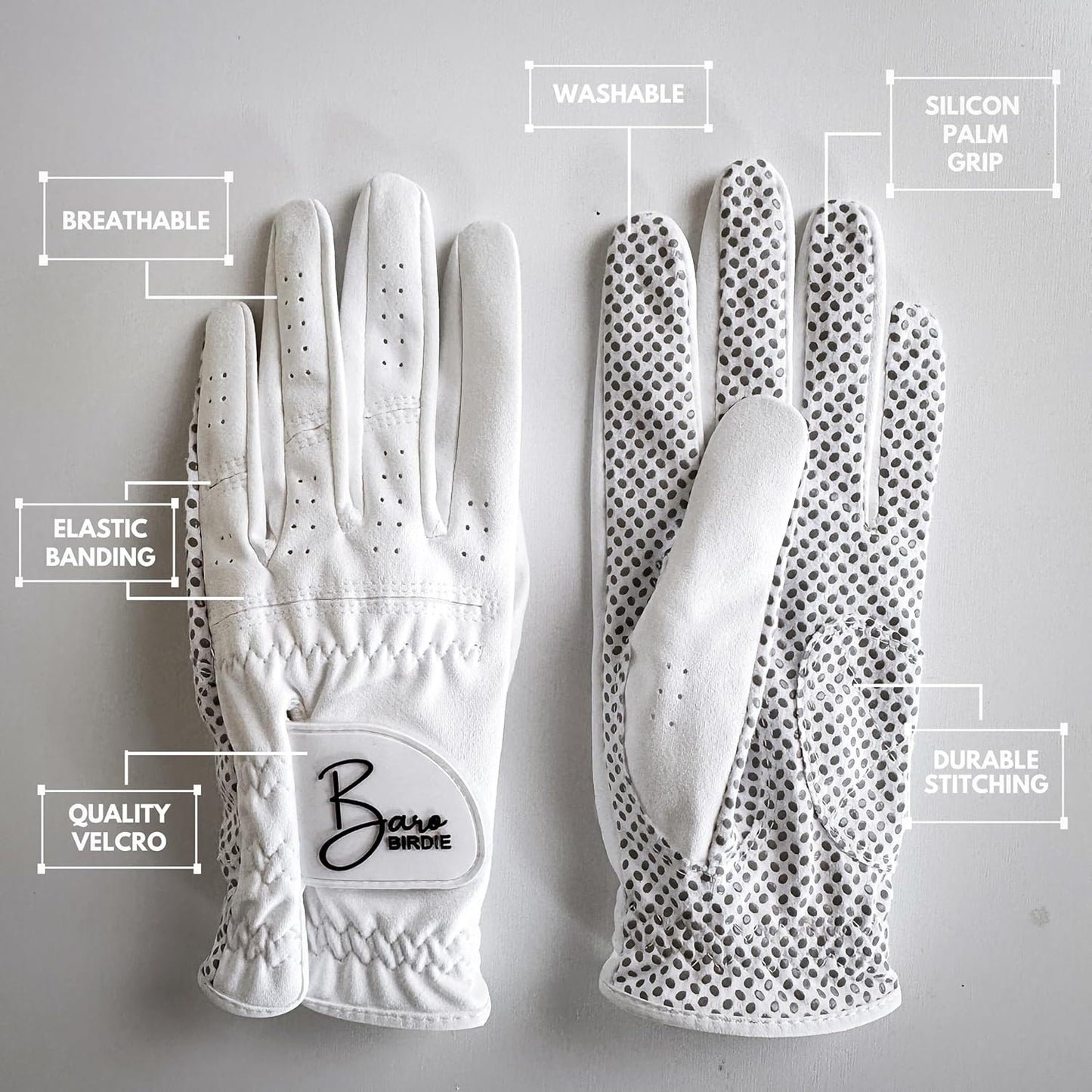 Left Hand Golf Gloves Women 2 Pack Girl Ladies Sports Silicon Non-Slip Extra Grip All Weather Season Tennis