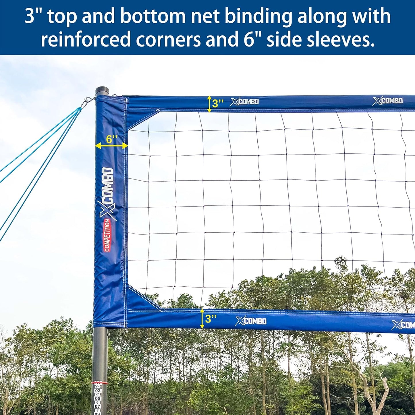 Professional Volleyball Net Set Heavy Duty for Outdoor Backyard Portable with Aluminum Adjustable Height Scoring Poles, Regulation Nets System for Tournament, Grass
