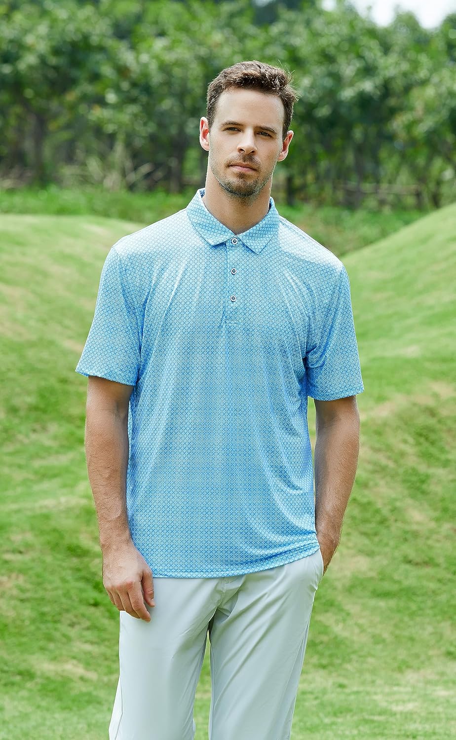WARHORSEE Golf Polo Shirts for Men Short Sleeve Wrinkle Free 4 Way Stretch Moisture Wicking Performance Collared Tshirts