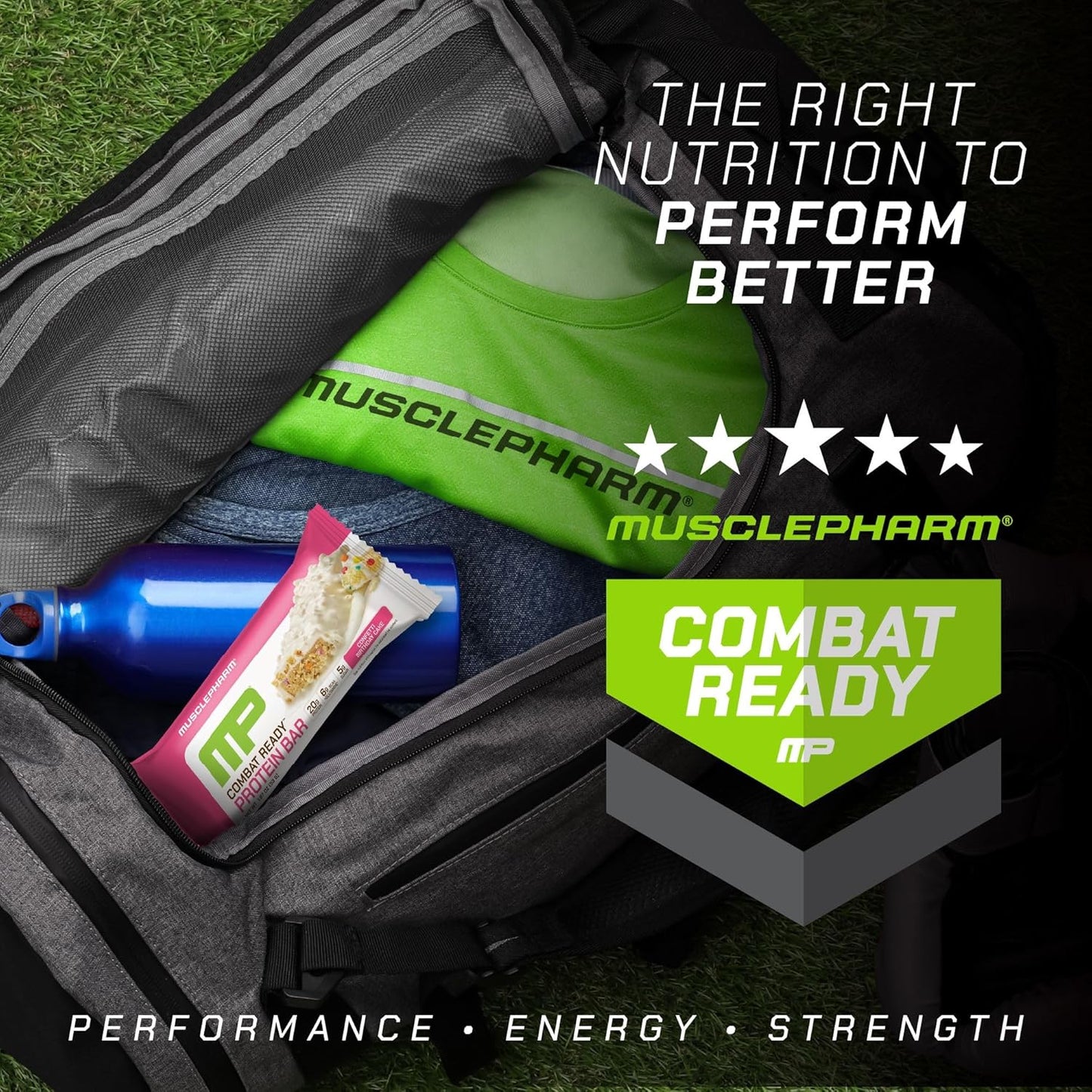 MusclePharm Combat Ready Protein Bar, Confetti Cake High Protein Bars, Combat Cravings, Fuel Performance & Meet Energy Demands, 20g Protein from Whey Protein, 4g Fiber, Gluten Free, 12 Bars