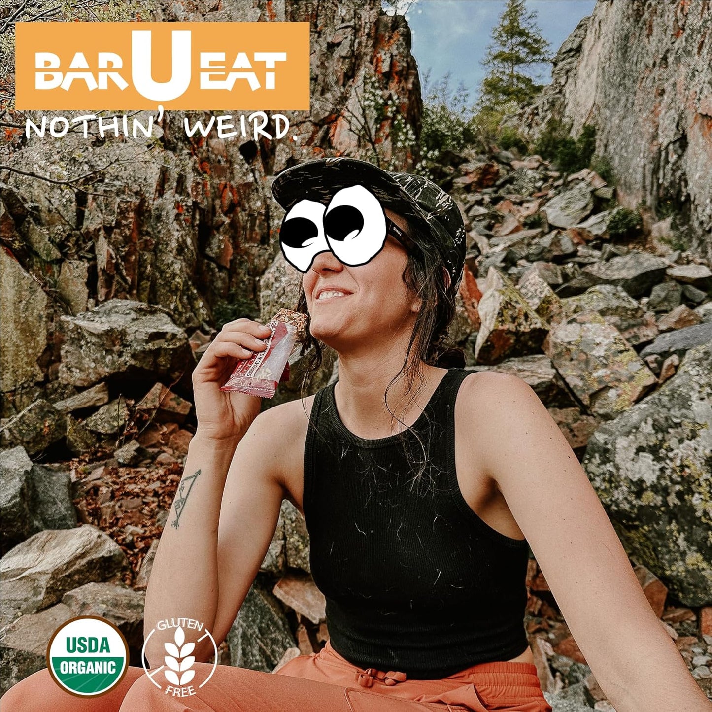 BAR-U-EAT Gluten-Free, Organic, Soft & Chewy Energy Bar. Whole Food Ingredients | Compostable Packaging | No Artificial Sugar | Healthy Snacks (Coffee Pecan 12 Pack)