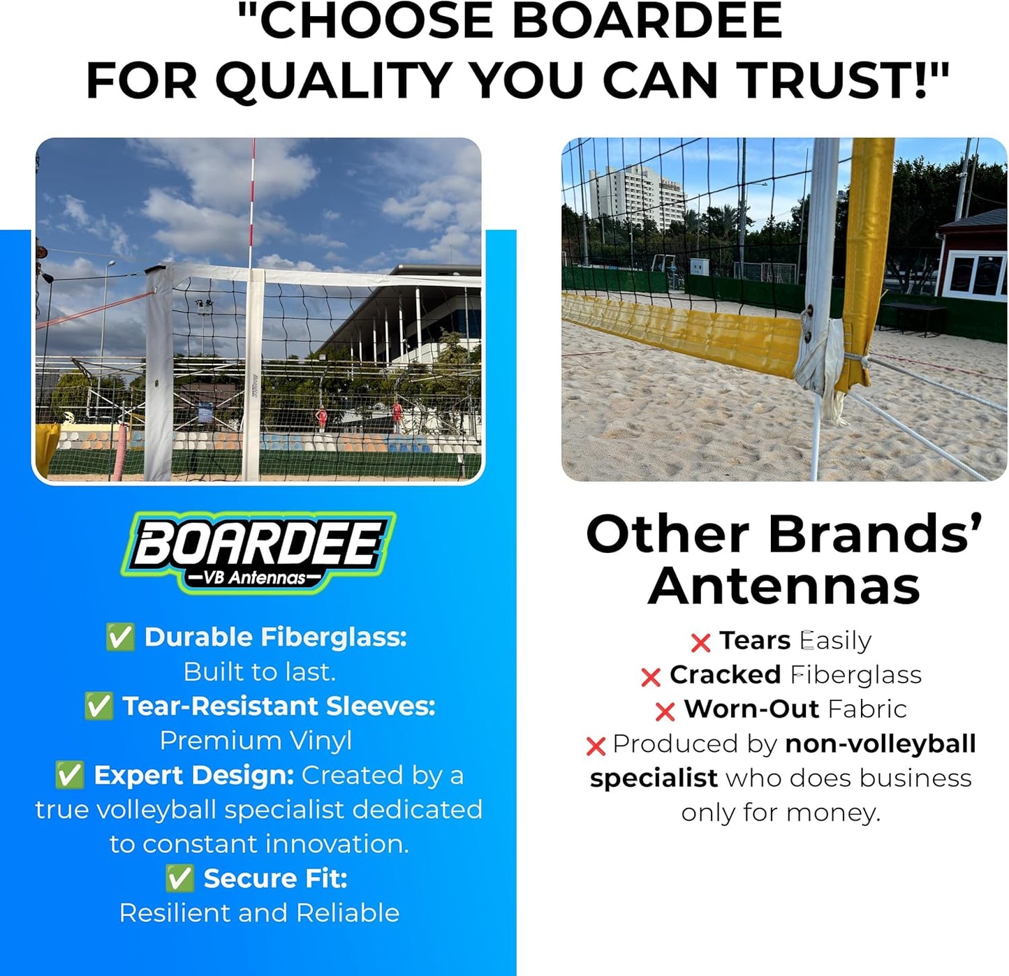 PRO Volleyball Antenna Pole Set – Foldable Fiberglass Volleyball Training Equipment with Hook & Loop Sleeves – Indoor & Beach Sports & Outdoors Accessories – Collapsible Referee Antenna Poles