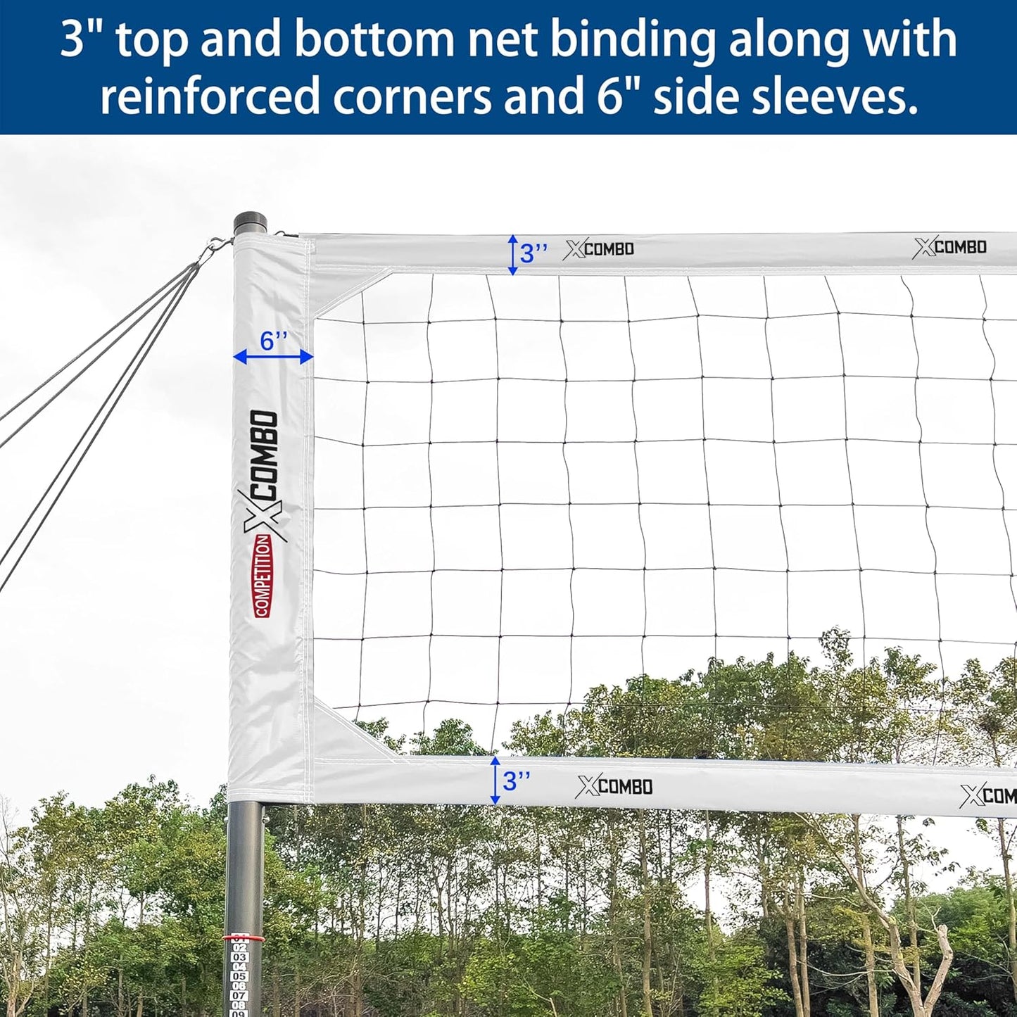 Professional Volleyball Net Set Heavy Duty for Outdoor Backyard Portable with Aluminum Adjustable Height Scoring Poles, Regulation Nets System for Tournament, Grass