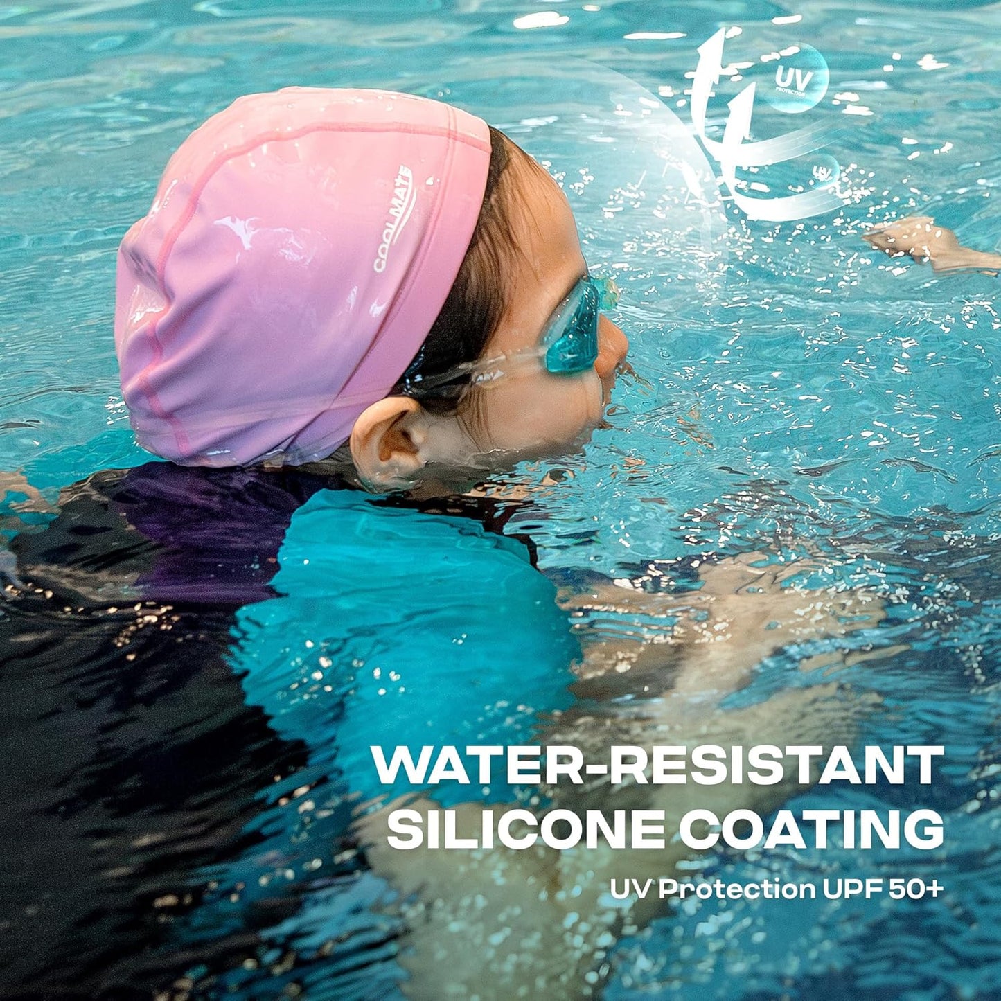 COOLMATE Fabric Swim Cap for Adult Women Men Kid 3 4 6 8 14 16, Silicone Water Resistant Layer, Cloth Swim Cap Gifts for Swimmers, Lightweight for Pool, Lap Swimming (1 pc)