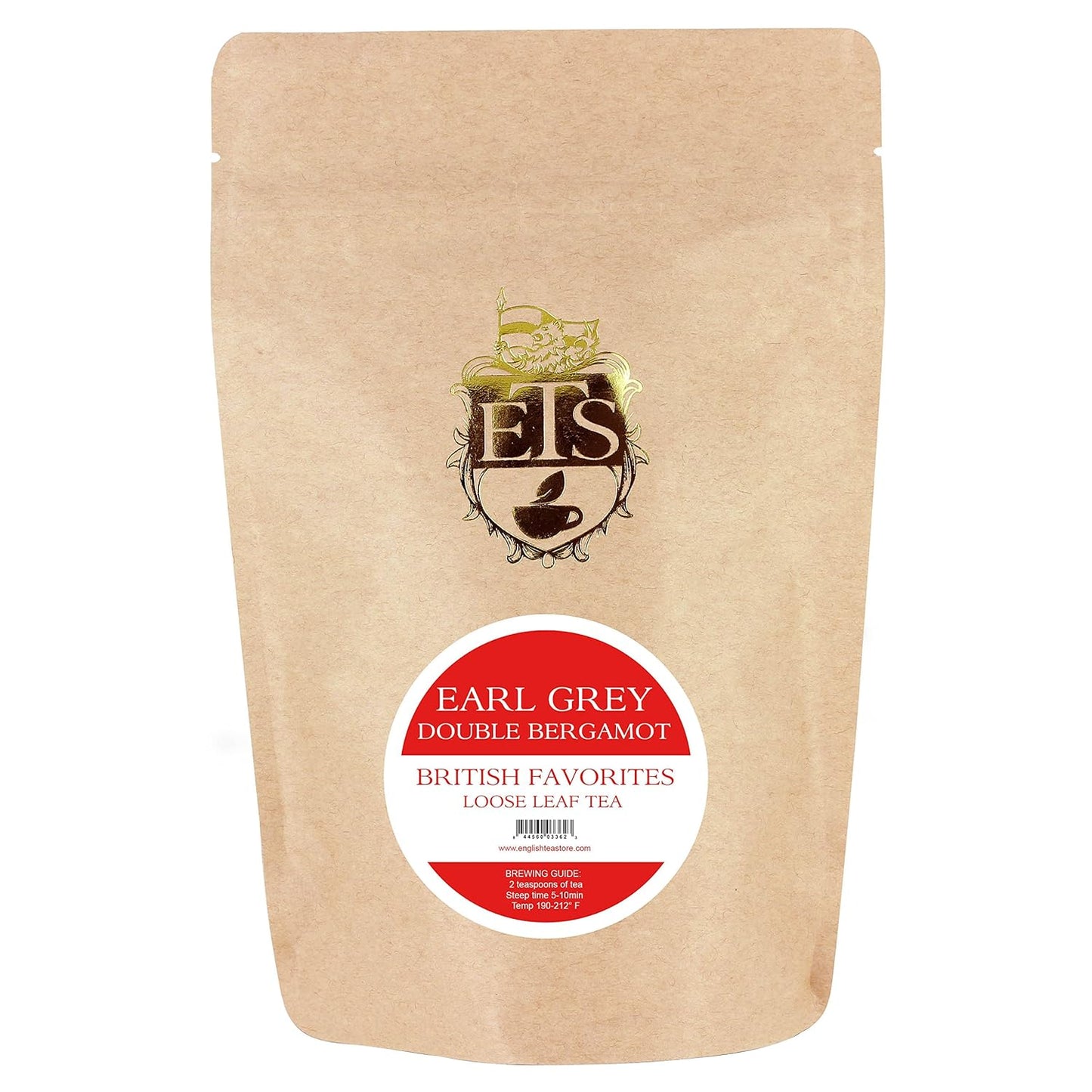 Double Bergamot Earl Grey Tea - 4oz | Loose Leaf Tea Pouches | English Tea Store Blend | Strong Citrus Flavor with Indian & Ceylon Black Tea | Hot or Iced Tea Brewing
