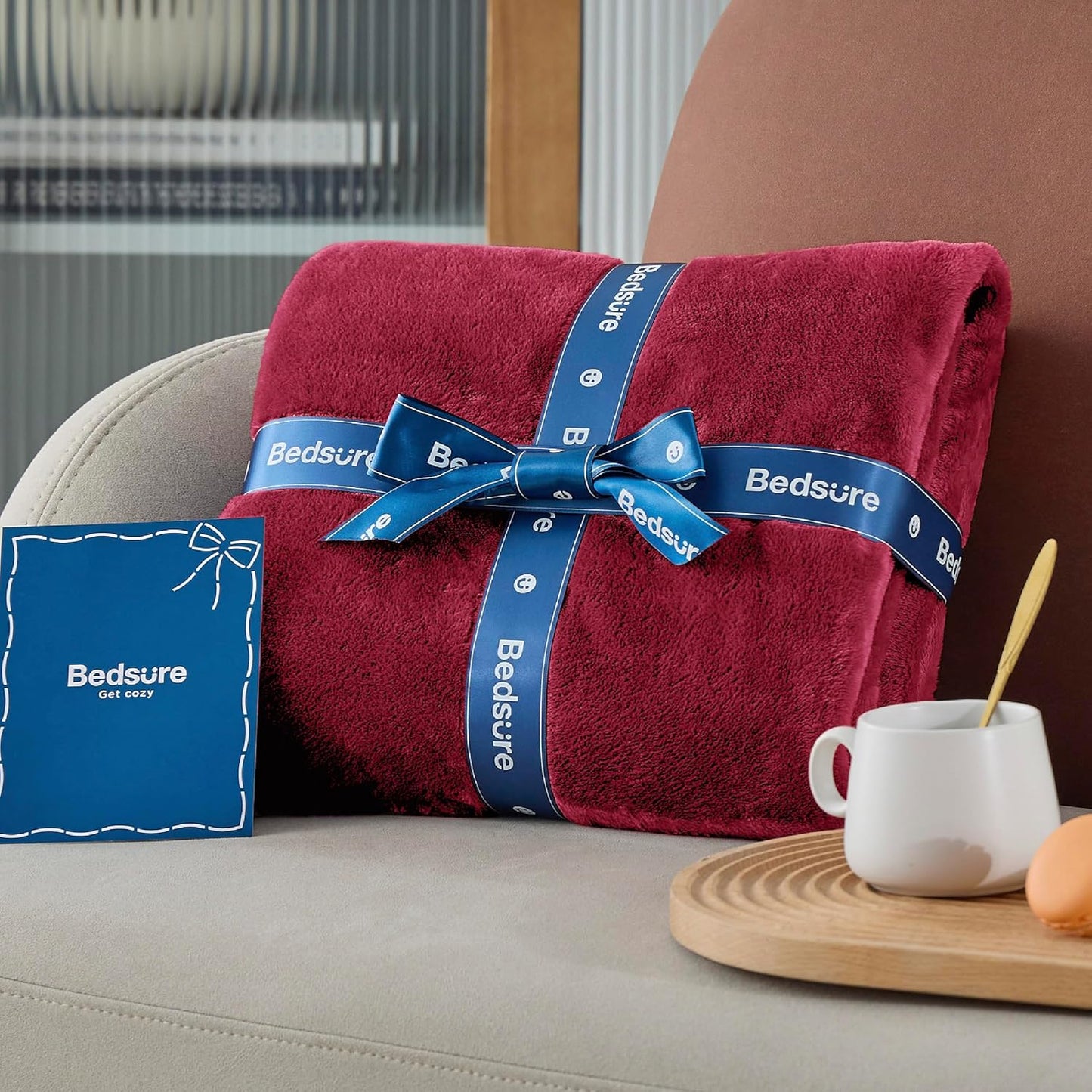 Bedsure Fleece Throw XL Blanket Red - 300GSM Soft Lightweight Plush Cozy Blankets for Bed, Sofa, Couch, Travel, Camping, 50x70 inches