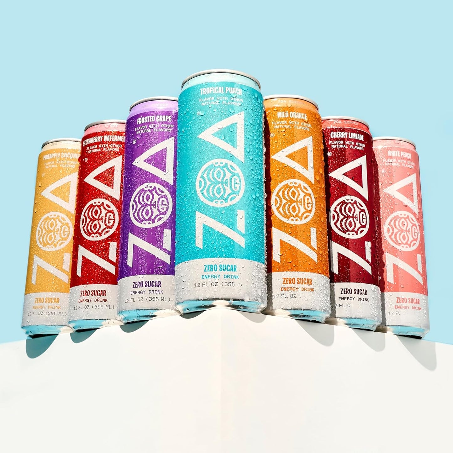 ZOA Zero Sugar Energy Drinks, White Peach - Sugar Free with Electrolytes, Healthy Vitamin C, Amino Acids, Essential B-Vitamins, and Caffeine from Green Tea - 16 Fl Oz (12-Pack)