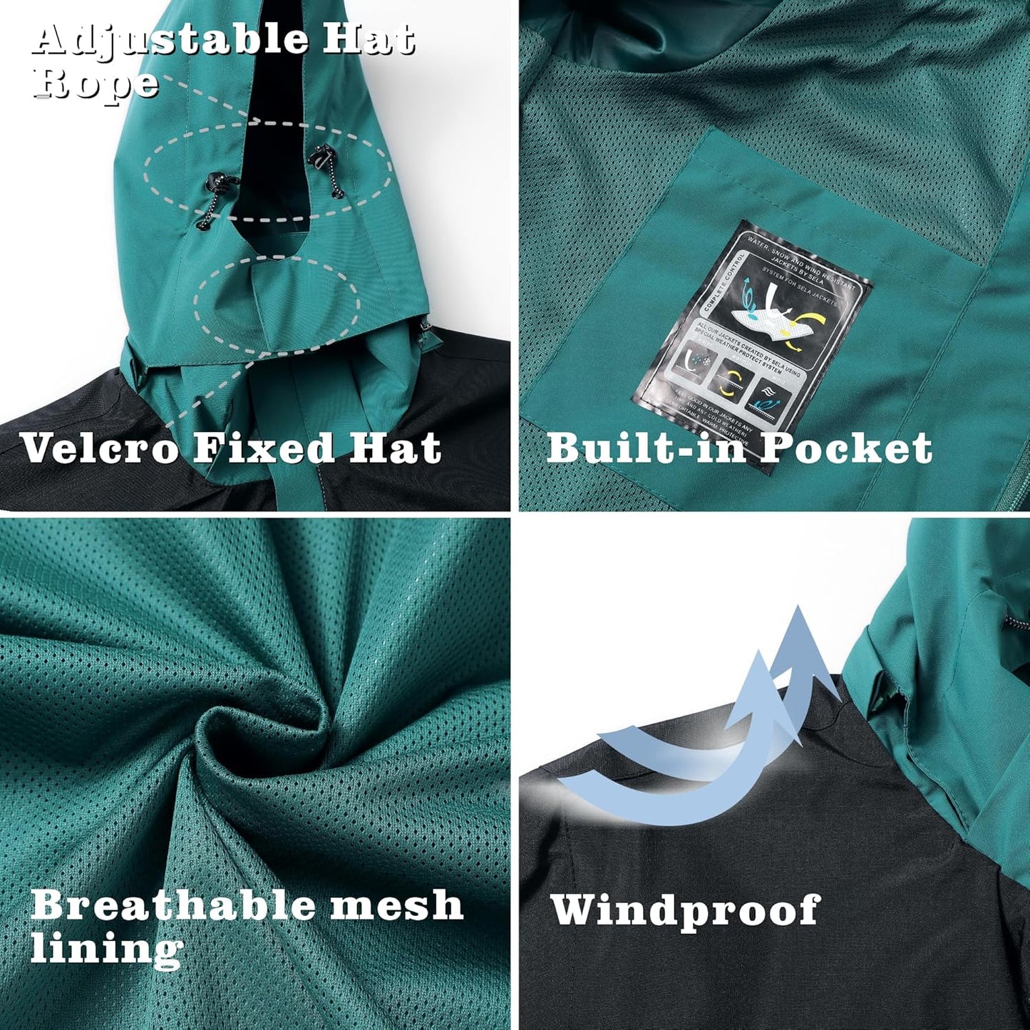 GIISAM Rain Jacket for Men, Mens Waterproof Raincoat Lightweight Rain Jackets Outdoor Rain Coat Windbreaker with Hood