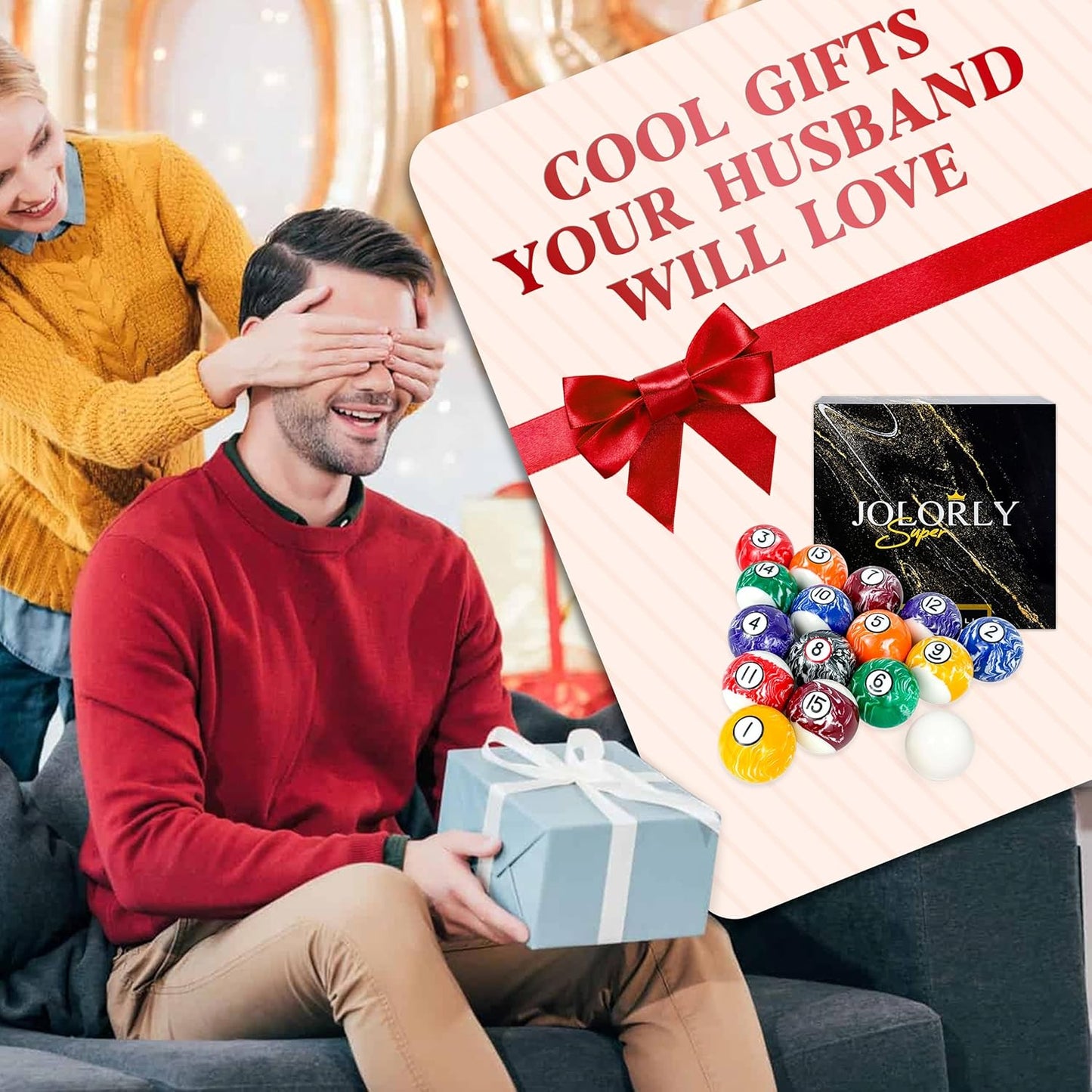 Pool Balls Billiard Set – 2-1/4" Regulation Size, 6 oz Professional Weight, AAA Grade Pure Resin, White Marble Swirl Pool Table Balls for Tournament, Bar, Game Room & Gifts