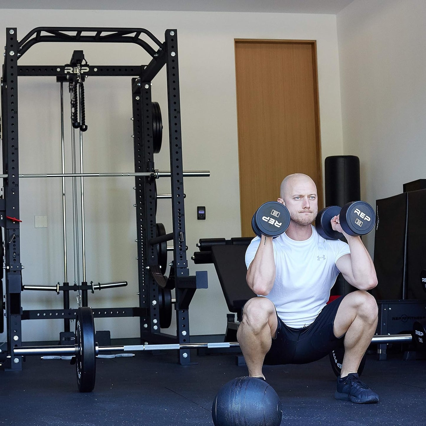 REP Fitness Urethane Coated Round Dumbbells, 5 to 100 lbs, Singles or Pairs, With or Without Rack, Steel Core, Rubber Encased, Chrome Handles, Professional Weights for Home Gym Strength Training