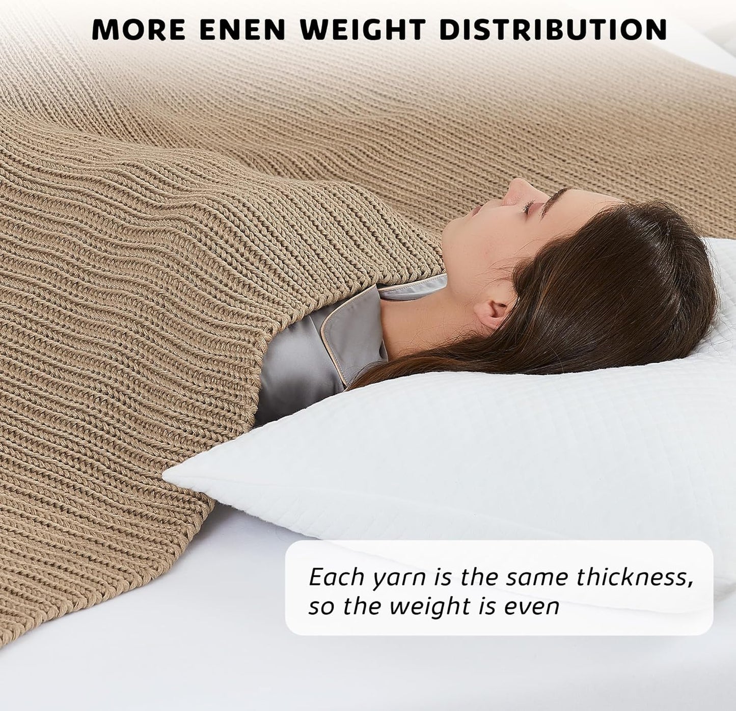 L'AGRATY Knitted Weighted Blanket - 60"x80" 20lbs Cooling Chunky Knit Heavy Blanket for Adults Braided Crochet Throw Thick Cable Yarn Knit Decorative No Beads Evenly Weighted Machine Washable