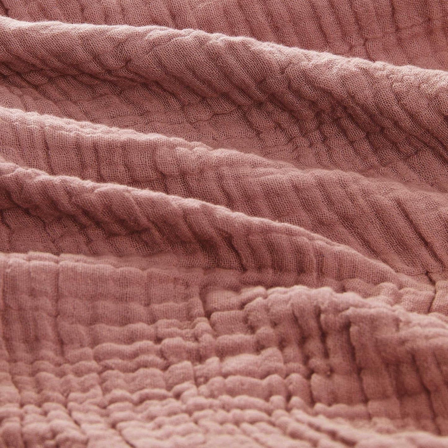 Carriediosa 100% Cotton Muslin Throw Blanket 66" X 90" Twin XL Size,4-Layers Summer Gauze Throws for Bed Couch,Soft Lightweight Breathable Linen Blankets Bedspread for Adults All Season,Mauve