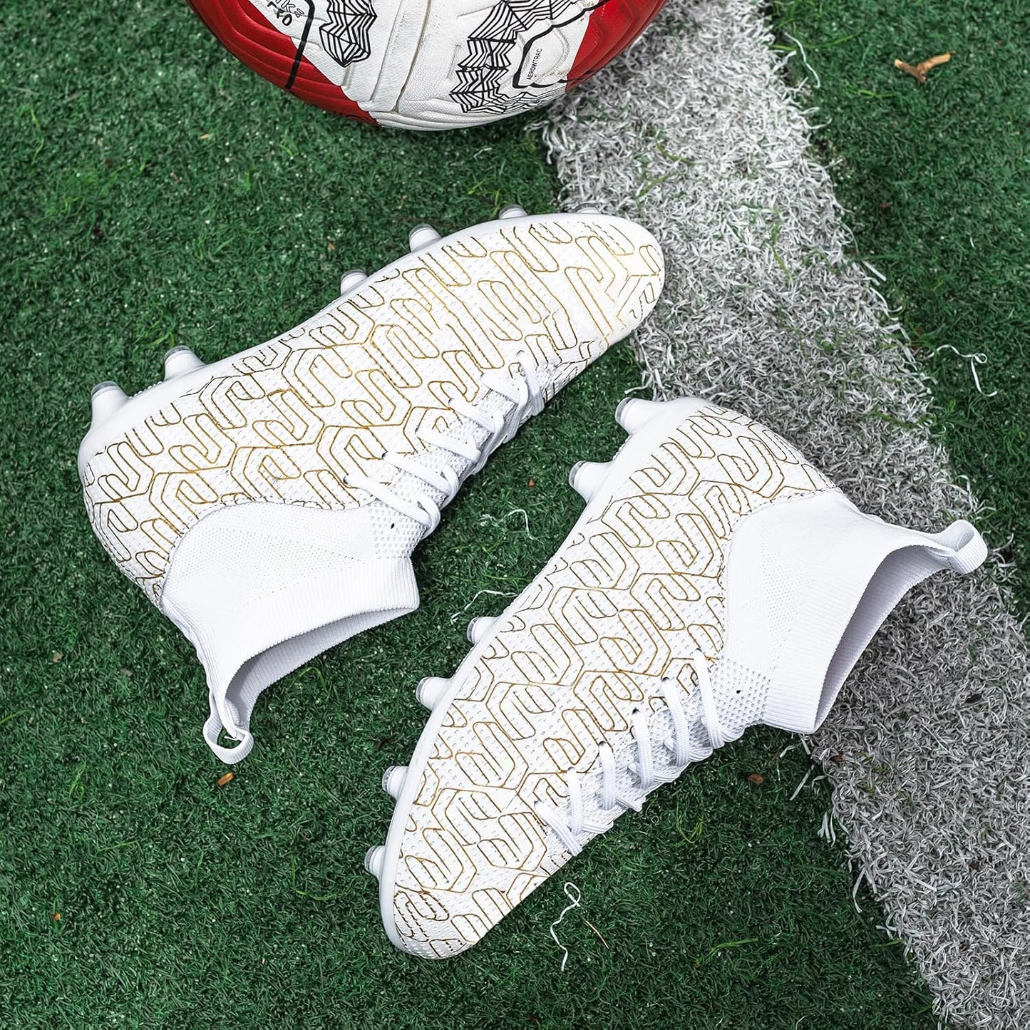 Kids Soccer Cleats Boys Youth Firm Groud Cleats for Girls High Top Trainning Football Shoes AG/FG