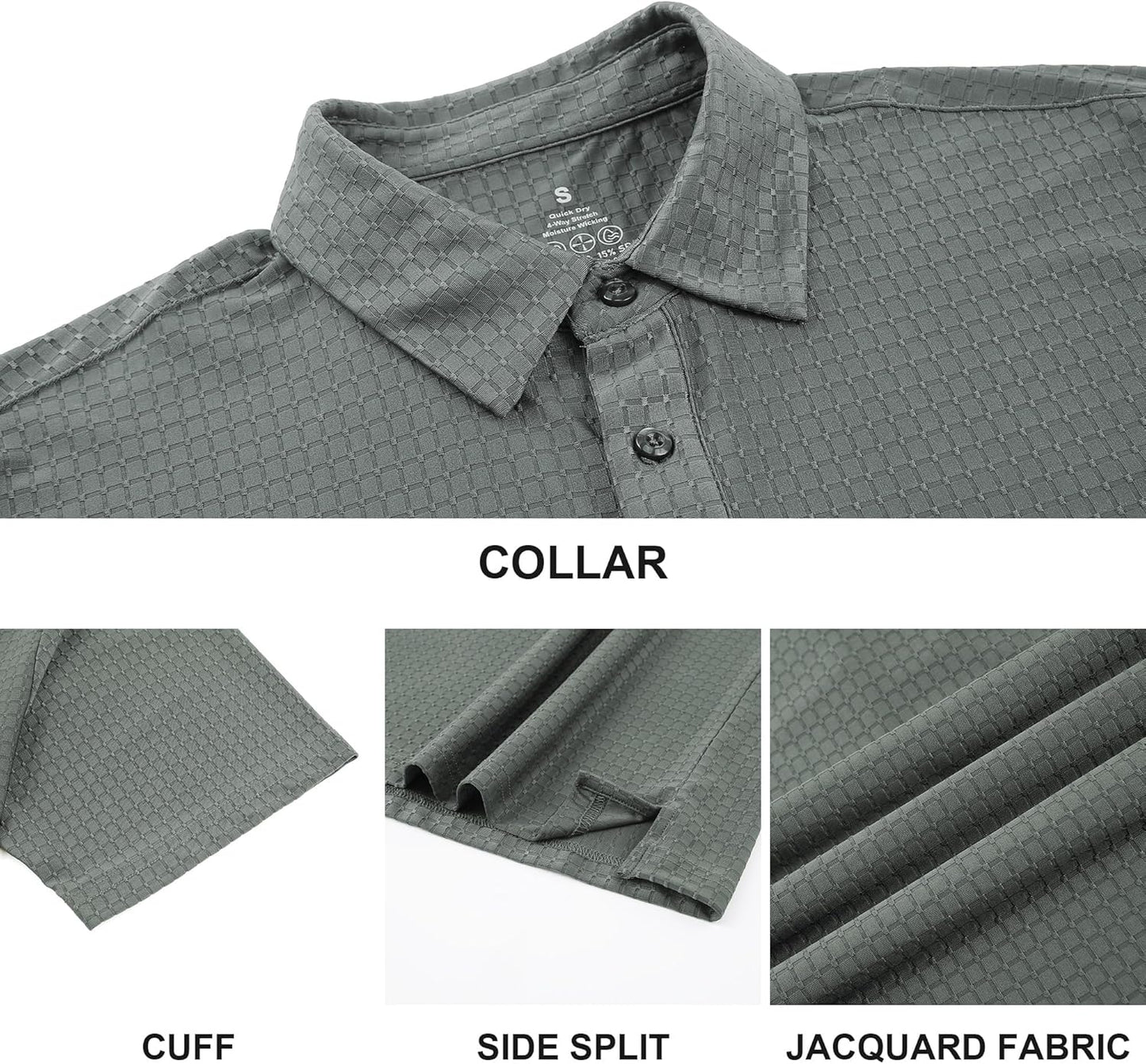 WARHORSEE Golf Polo Shirts for Men Short Sleeve Wrinkle Free 4 Way Stretch Moisture Wicking Performance Collared Tshirts