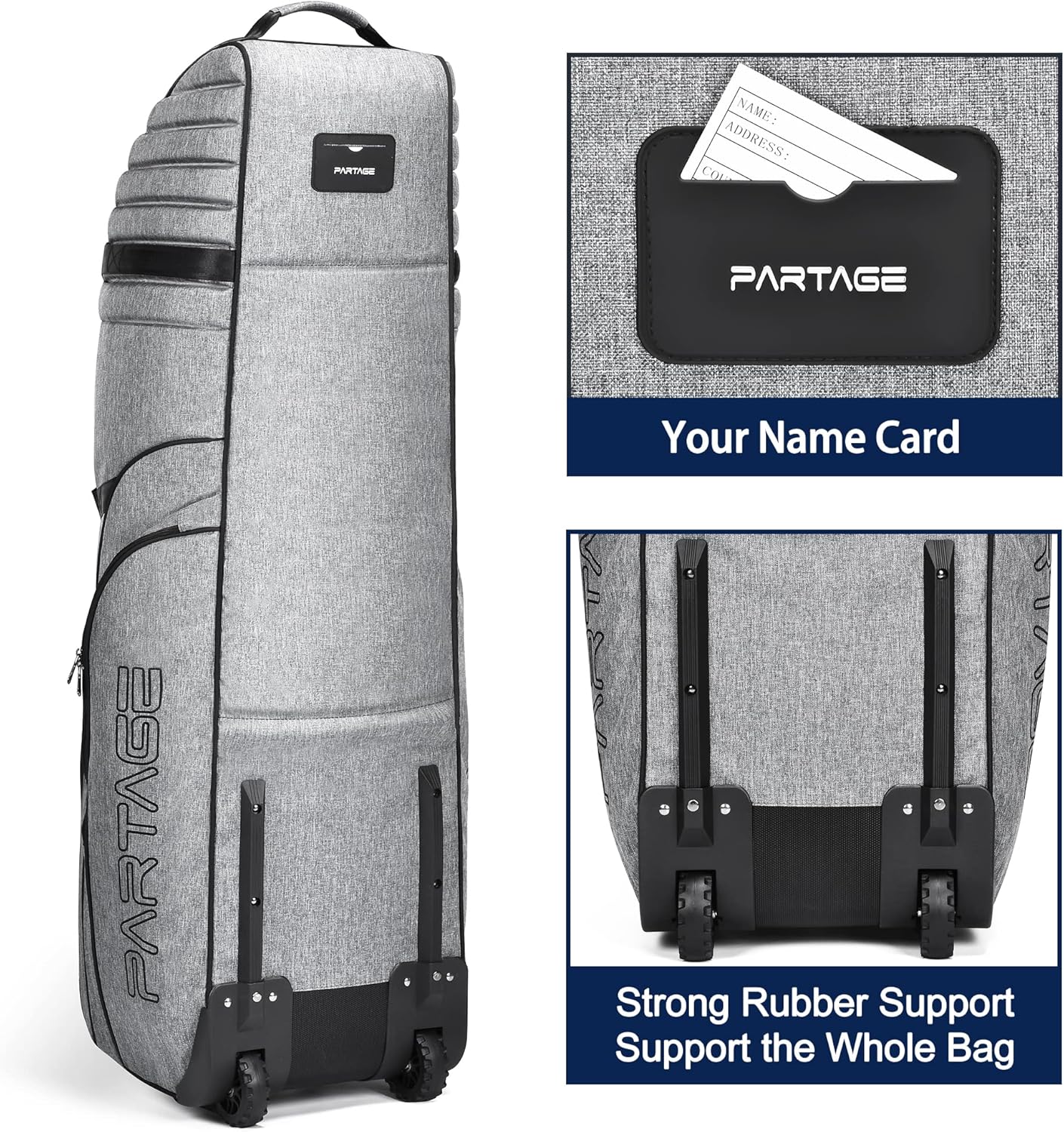 Partage Golf Travel Bag with Wheels, Golf Travel Case for Airlines, 900D Heavy Duty Oxford -Black