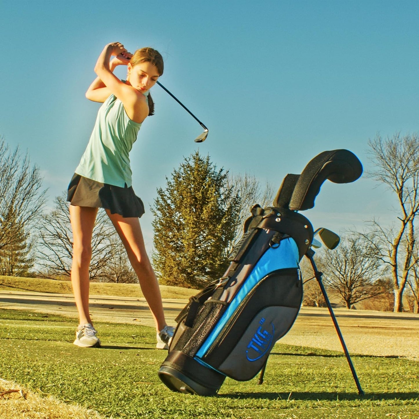 TKG Sports Youth Golf Set - Kids Golf Clubs, Stand Bag, Rain Cover, Glove, Towel, Tees, Balls - Great for Summer Camp Activity, Outdoor Games, and Recreation