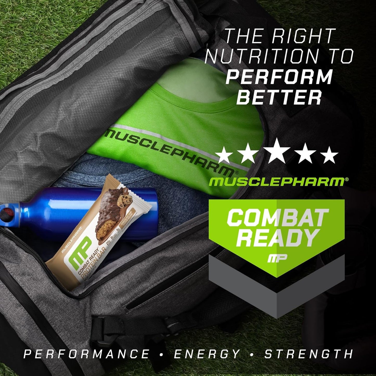MusclePharm Combat Sport Bar, Chocolate Chip Cookie Dough, High Protein Bars, Combat Cravings, Fuel Performance & Meet Energy Demands, 20g Protein from Whey Protein, 5g Fiber, Gluten Free, 12 Bars
