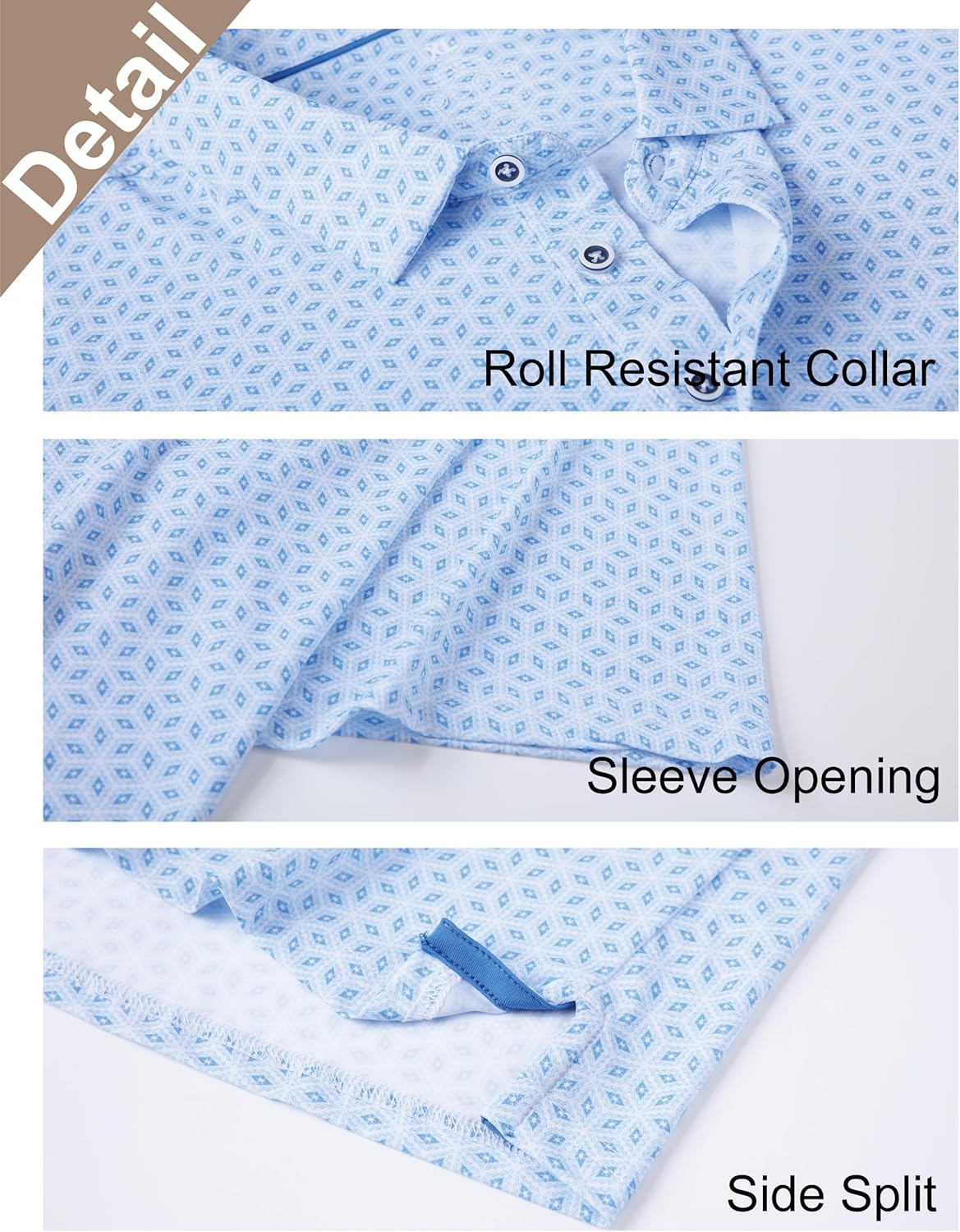 Esabel.C Golf Shirts for Men Dry Fit Performance Short Sleeve Print Moisture Wicking Collared Shirt