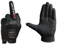 Nice Shot Trident Golf Glove with Power Grip Strips in Premium Black Cabretta Leather