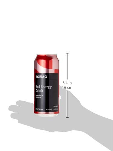 Amazon Brand - Solimo Red Energy Drink, Sugar-Free, Vegan, Low-Calorie, 16 fl oz (Pack of 12)