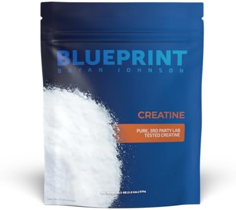 Blueprint Bryan Johnson Creatine Monohydrate Powder – Amino Acid Powder - Suppliment Supports Muscle Growth, Recovery, Strength & Focus – Unflavored Creatine for Women & Men – 5g Dose – 100 Servings