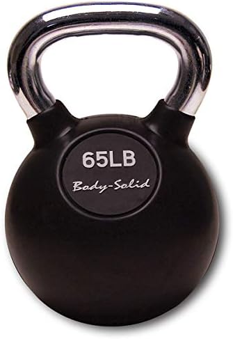 Body-Solid Rubber Coated Kettlebells with Kettle Grip Chrome Handle, Kettlebells for Weight Training and Core Workout Exercise Equipment.