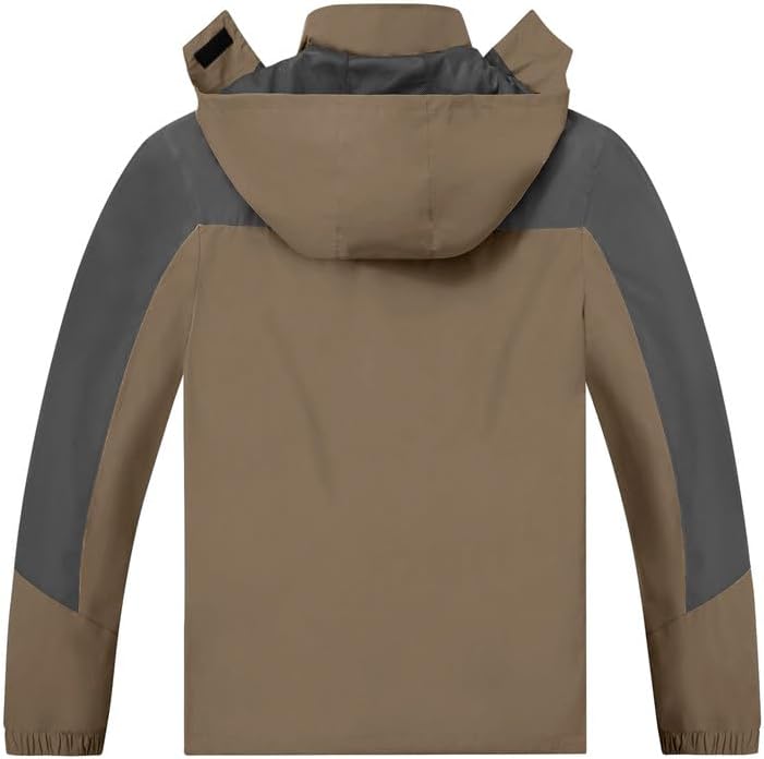 TEZO Mens Rain Jacket Waterproof with Hooded Hiking Coat Lightweight Windbreaker