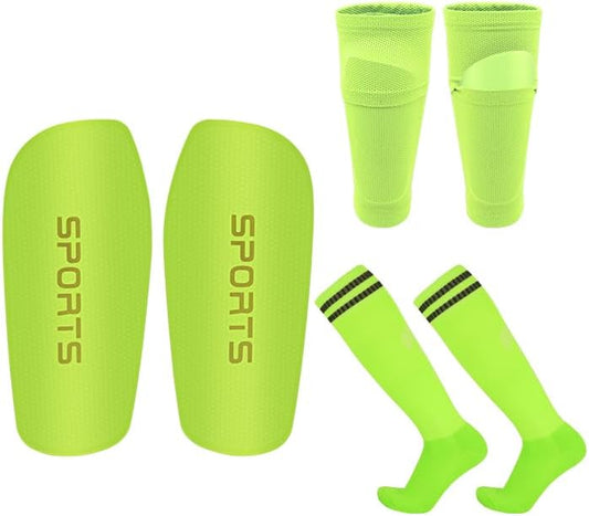 Soccer Shin Guards for Kids Youth Adults - Shin Pads and Sleeves Set with Optimized Insert Pocket for Boys Girls Men Women for Football Games - Protective Soccer Equipment(3 in 1)