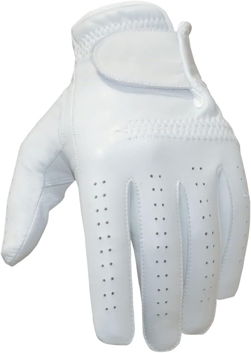 SportsImpex Golf Men's Golf Gloves Genuine Leather White Unlined Pack of 2
