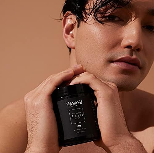 WelleCo The Skin Elixir Greens Powder Capsules with Zinc, Turmeric, Essential Skin Food, Supports Collagen Formation, Gluten Free & Vegan Glowing Skin Supplement, Firmness & Elasticity, 60 Capsules