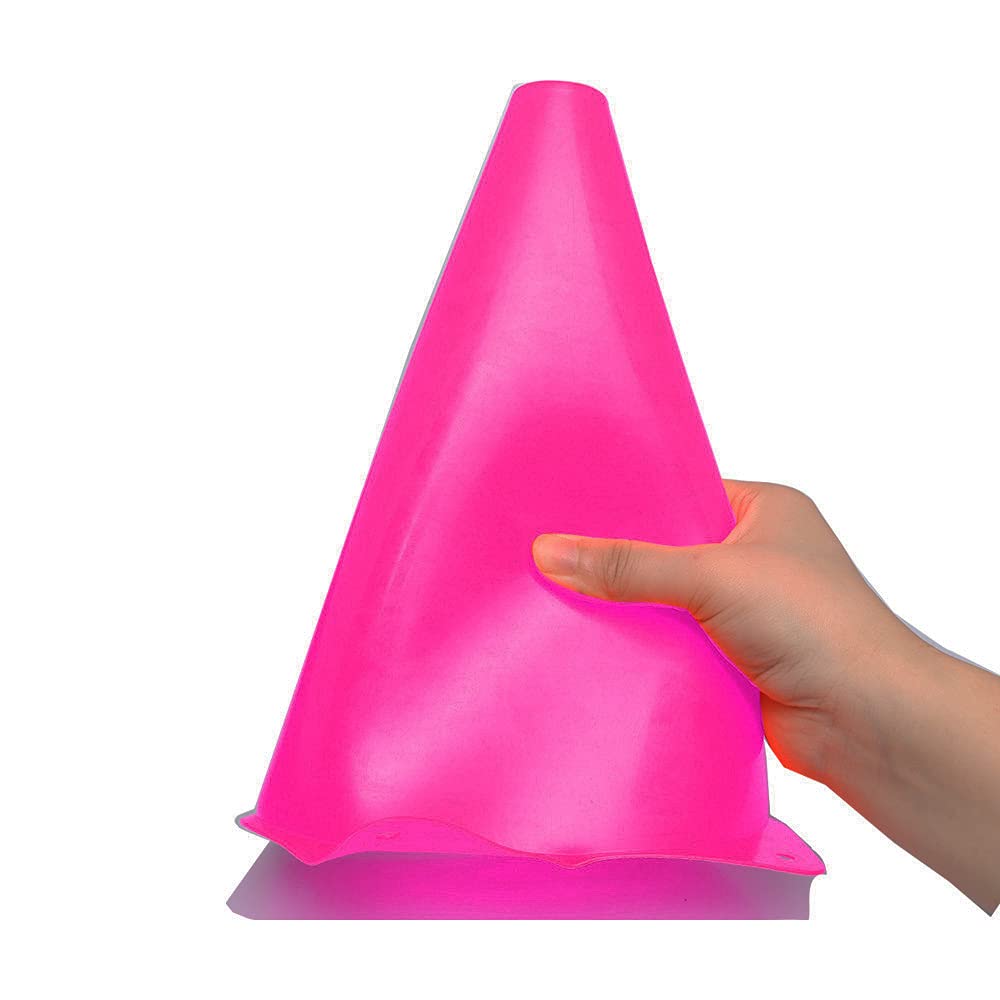 Alyoen 9 inch Traffic Cones, Plastic Sport Cones, Pink Soccer Training Cones for Outdoor Activity & Festive Events (Sets of 10/15/ 20)