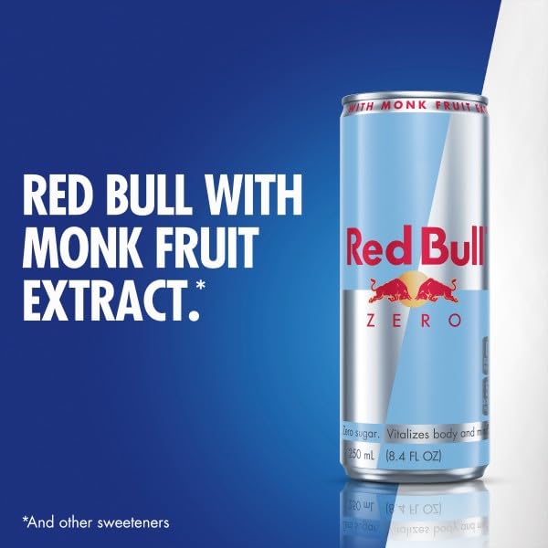Red Bull Zero Energy Drink, 8.4 fl. oz., with 80mg Caffeine, Taurine & B Vitamins, 6 Packs of 4 Cans, Pack of 24