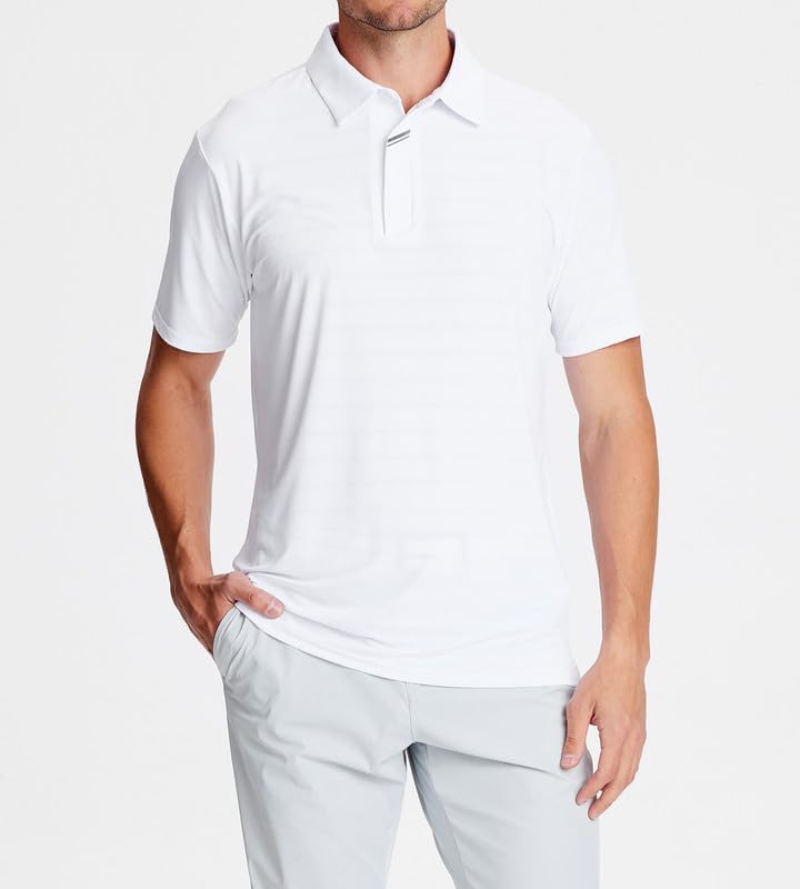 Damipow Premium Golf Shirts for Men Dry Fit Performance Polo Short Sleeve Collared Shirt