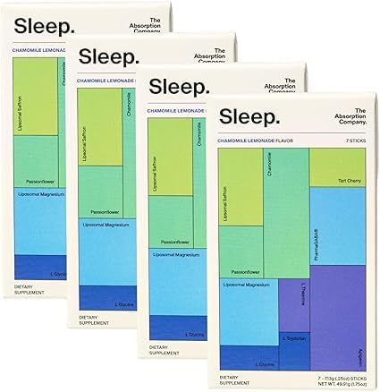 Sleep Aid Powder - Calming Drink for Deep Sleep with Liposomal Saffron, Magnesium & PharmaGABA Melatonin-Free Natural Supplement to Reduce Stress and Improve Sleep Quality Chamomile Lemonade 28 Sticks