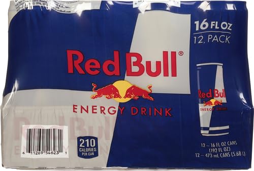 Red Bull Energy Drink with 151mg Caffeine plus Taurine & B Vitamins, 16 Fl Oz, Pack of 12 Cans