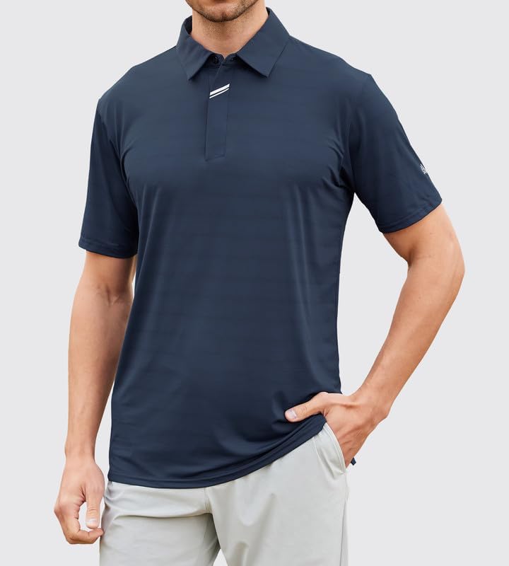 Damipow Premium Golf Shirts for Men Dry Fit Performance Polo Short Sleeve Collared Shirt