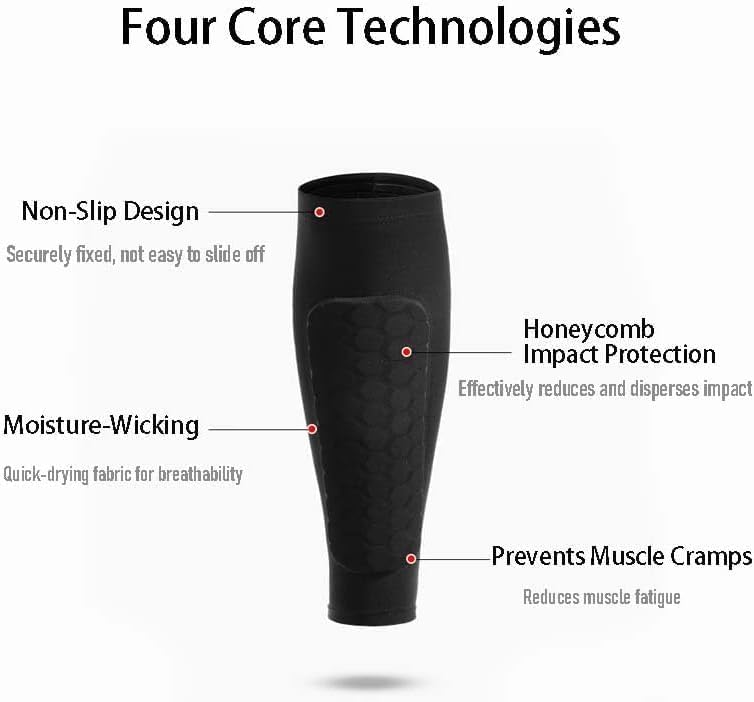 Shin Defender Shin Guards Kids 2 Pair, Shindefender Shin Guards Soccer, with Honeycomb Pads, for Soccer Kids Youth Adult