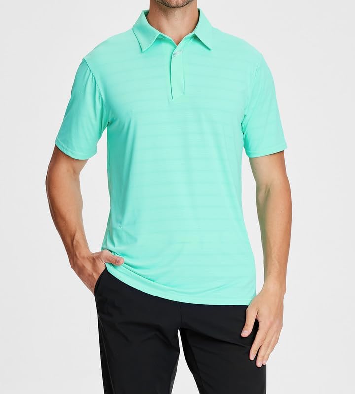 Damipow Premium Golf Shirts for Men Dry Fit Performance Polo Short Sleeve Collared Shirt