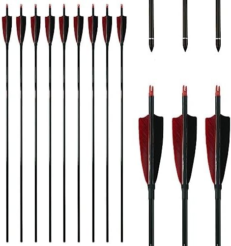 Linkboy Archery Pure Carbon Arrows Spine 300 340 400 500 600 700 800 900 1000 for Compound Recurve Bow Hunting Shooting Target 12pcs