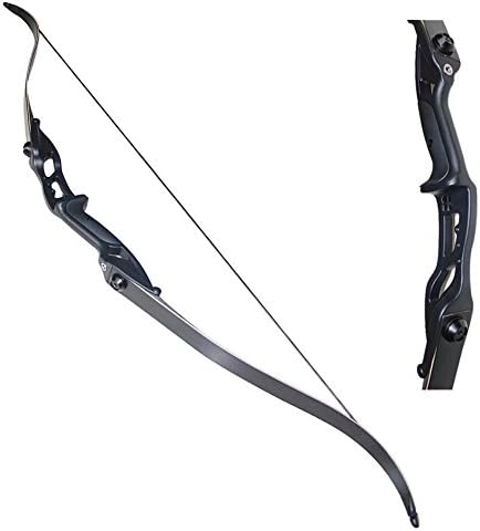 TOPARCHERY Archery 56" Takedown Hunting Recurve Bow Metal Riser Right Hand Black Longbow