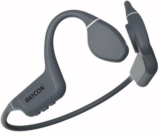 Raycon Bone Conduction Headphones, Open-Ear Bluetooth Sports Earbuds with Mic, IP68 Water Resistant Headset for Workout and Running, 13hr Playtime (Gray)