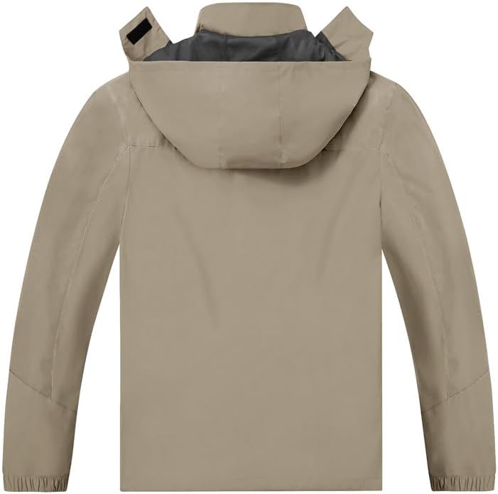 TEZO Mens Rain Jacket Waterproof with Hooded Hiking Coat Lightweight Windbreaker