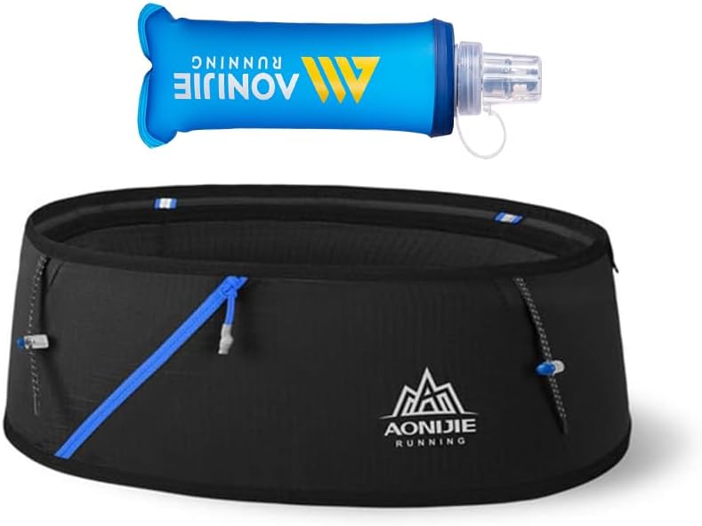 AONIJIE Lovtour Running Belt Waist Pack, Flip Waist Belt,with 250ml Soft Water Bottle Free and Lightweight for Marathon Climbing Jogging Cycling Workout Fitness Mobile Phone Holder